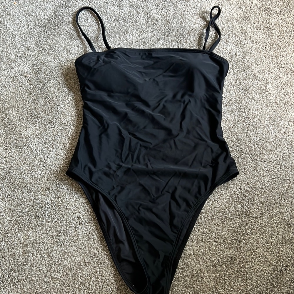 Black one piece bathing suit